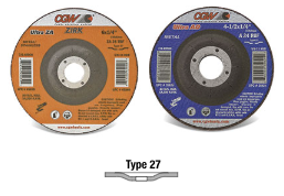 1/4" (.25, 6.4mm) Depressed Center Grinding Wheels Type 27